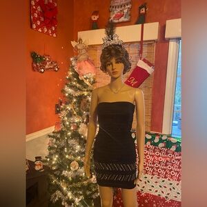 Black Sleeveless Dress with Rhinestones